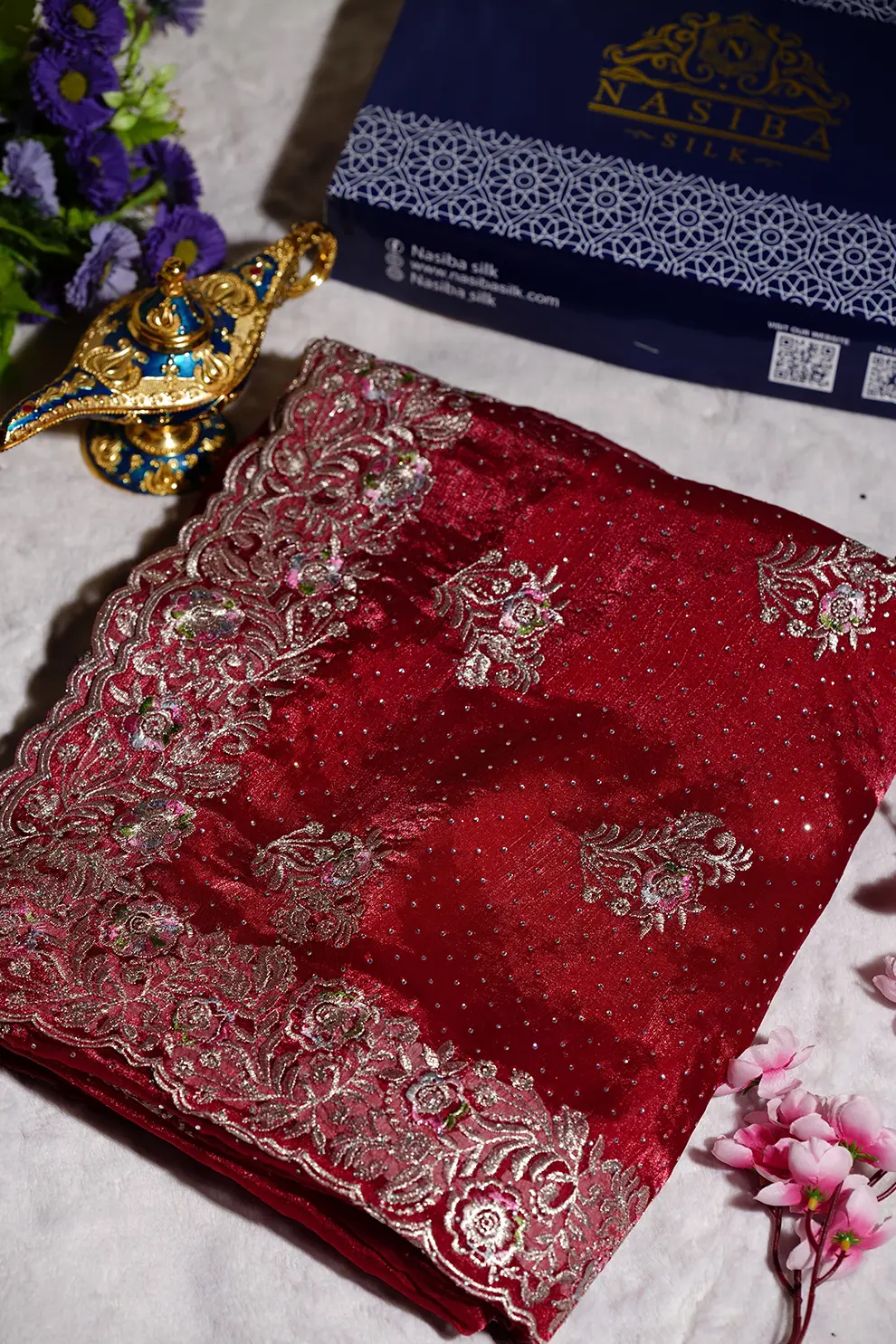 Royal Red jemi Chu Georgette party Saree